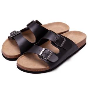 Mens Fashion Cork Slippers Casual Beach Sandals Outdoor Leisure Slip-On Shoes Wooden Sole Summer Beachwear Male Slippers