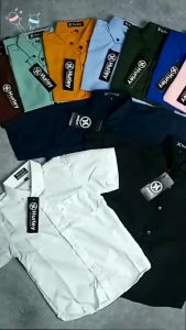 Kemeja Anak Laki-Laki Usia 1-10 Tahun Polos Lengan Pendek Katun Slimfit Distro Premium