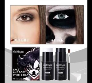Black + White Oil Face Body Paint Set Full Face Body Paint Stick Kit with Brushes for Halloween Party Cosplay Clown Sfx Makeup