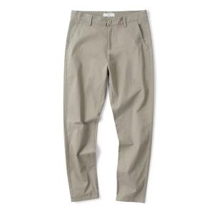 Mens Casual Cotton Pants Spring Autumn New Style Pure Color Workwear Versatile Tapered Straight Loose Trendy Nine-Piece Pants