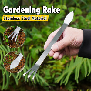 Onisa Stainless Steel Gardening Rake Dual Purpose Shovel Weeding Uprooting Tool 1 Piece