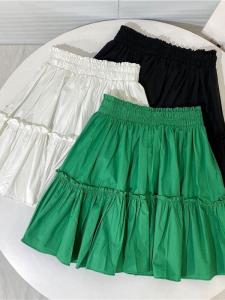 Girls High Waist Pleated Skirt Elastic Anti-Light Summer New Korean Style Slimming A-Line Skirt Child Clothing Half-length Skirts