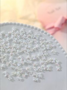 Set 50 charm gấu nơ trắng giao hưởng - phụ kiện trang trí móng tay - làm nail