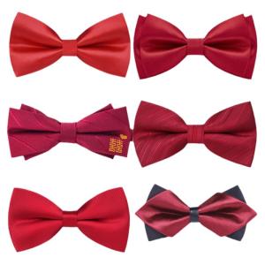 Korean Style Wedding Tie Mens Red Butterfly Knot Necktie British Style Formalwear for Groom And Best Man by Hunt Fashion