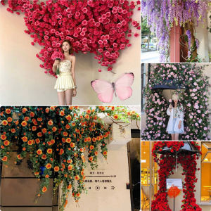 Rose Flower Waterfall Wall Decoration Landscape Door Head Simulation Flower Wall Pipe Obstruction Decor Popular Photo Taking