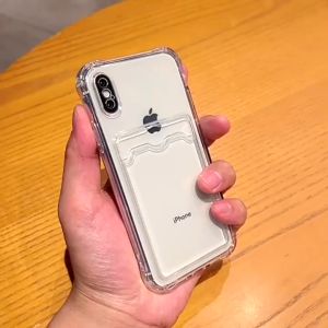 Clear Card Bag Holder Phone Case For iPhone XR X XS Max 7 8 15 14 Plus 11 16 12 13 Pro Max SE 2020 Shockproof With Camera Protector Back Cover