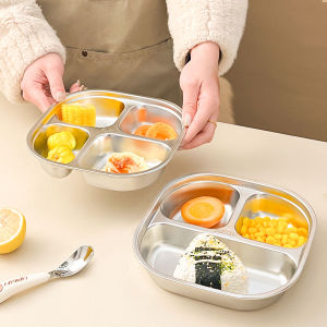 WORTHBUY Cute Capybara 304 Stainless Steel Divided Dinner Plate Reusable 3/4 Grids Food Plate Dishes For Kids Adult Dishwasher