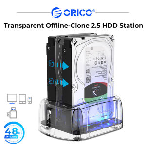 ORICO 2 Bay SATA to USB 3.1 Offline-Clone HDD Docking Station For 2.5" 3.5" Type C HDD SSD Case Transparent External Hard Disk Drive Enclosure