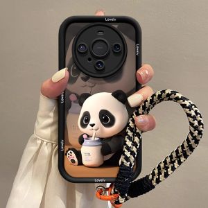Panda Design Silicone Phone Case Full Cover Protection for Huawei Mate60 pro Mate50 Anti-Fall Cute Cartoon MT40E Bracelet P30 Honor Magic6 Soft Cover