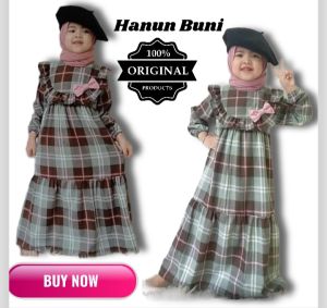 Baju Gamis Hanun Buni Baju Muslim Anak Perempuan Untuk Usia 1-12 Tahun Bahan Flanel