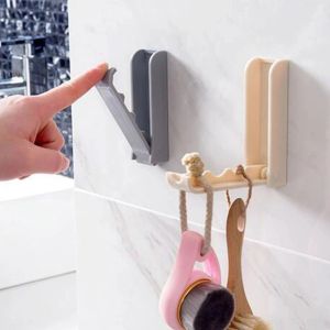 Foldable Wall Adhesive Hook Drying Rack High Quality PP Hook Hanger Coat Handbag Storage Shelf Home Multifunction Holder