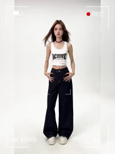 MZVZ | Quần Jeans Denimamerican Retro Dáng Rộng