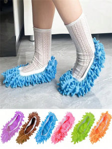 2Pcs Mop Slippers Soft Washable and Reusable Microfiber Foot Socks Dust Slippers for Cleaning Bathrooms Kitchen and Bedrooms