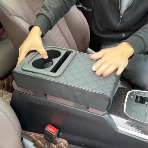 Auto Center คอนโซลคอนโซลเบาะ 2 ถ้วย PU หนัง Armrest Pad แบบพกพารถ Amrest หมอนความสูง Pad