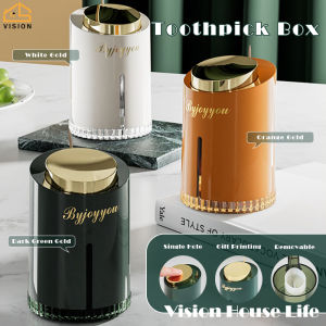 Vision Luxury Press Type Toothpick Box Portable Automatic Toothpick Holder Dustproof Detachable Toothpick Organizer