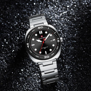 NAVIFORCE นาฬิกาข้อมือลำลองสำหรับผู้ชายนาฬิกาควอตซ์เคลื่อนไหวสแตนเลสสายเหล็กกันน้ำวันที่เรืองแสง30เมตรหน้าปัดกลมแฟชั่นของผู้ชายเครื่องประดับนาฬิกา NF9250