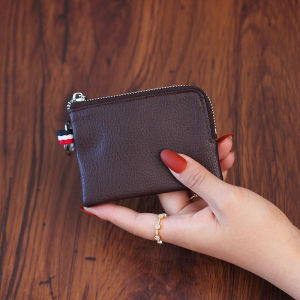 Mini นุ่ม หนังวัว ซิป กระเป๋าสตางค์หรูหรา หนัง กระเป๋าใส่กุญแจเหรียญขนาดกะทัดรัดของแท้ หนัง กระเป๋าเงินสําหรับผู้ชายและผู้หญิง