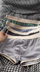 Quần Lót Boxer Nam Kiểu Dáng Sọc Vải Co Giãn Nhiều Màu Quần Sịp Nam Cotton Dạng Đùi Ôm Dáng Thoáng Khí