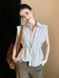 AIYITI | Slimming Striped Sleeveless Oversized Womens Shirt