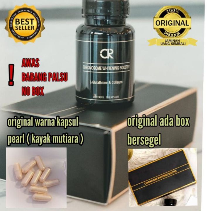 chromosome booster whitening isi 30 original ada box , jangan tergiur harga murah tanpa box ,booster whitening