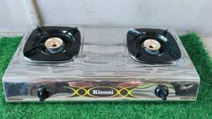 KOMPOR  RINNAI stenlees 2 tungku rekondisi/seken kondisi 90% siap pake