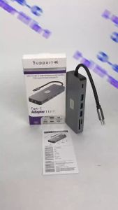 11in1/9in1/8in1/4in2 Type C Adapter To USB 3.2 Hub & 1000M Ethernet+HDTV(4k/60Hz)+VGA+Audio+PD+SD Card Reader