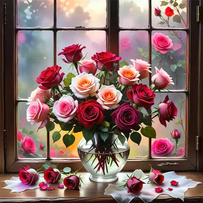 Evershine Cross Stitch Rose Unique Complete Kit Embroidery Supplies Flower Picture Needlework Handmade Gift