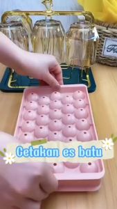 CETAKAN ES BATU DENGAN TUTUP ICE CUBE TRAY SILIKON 6 14 36 / 33 BULAT PLASTIK JELLY