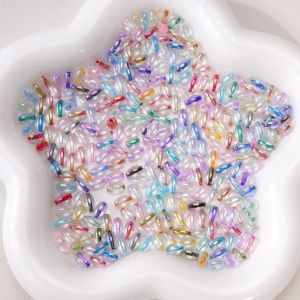 ลูกปัดแก้วข้าว10กรัม/ถุงขนาด4X7มม. ลูกปัดข้าวหลากสีสำหรับต่างหูสร้อยคอ DIY สร้อยข้อมือเครื่องประดับการทำเครื่องประดับหัตถกรรม