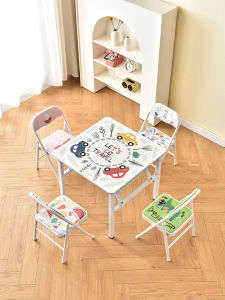 Foldable Kids Study Desk and Chair Suit Student Minimalist Work Desk Household Eating Dining Table Baby Desk