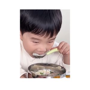 Muỗng ăn dặm cho bé bằng thép không gỉ 304 4 màu dễ thương có hộp di động14.7x3cm-HAUSE