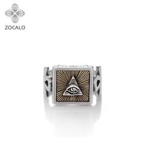ZOCALO | Eye of Providence Mens Silver & Copper Inlay Key Ring