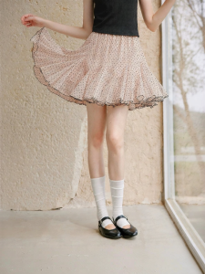 XIANGYING | Pink Polka Dot French High Waist Short Skirt