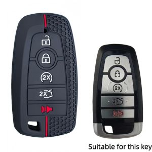 Soft Silicone Car Key Case Cover Shell For Ford Explorer Mustang Fusion Escape F150 F250 F350 F450 F550 Ford Raptor 5 Buttons