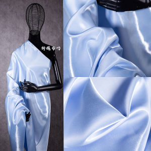 Vải Lụa Thủy Tinh Lỏng Sáng Màu Xanh Trời Vải Lụa Satin Sáng Tạo Của Nhà Thiết Kế Vải Áo Khoác Gió Vải Búp Bê Vải Lụa Satin