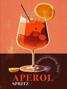 KAYOU | Vintage Cocktail Mojito Aperol Cosmopolitan Lemon Orange Diamond Painting Kit 5D DIY Diamond Handmade Art Exquisite Gift Crafts