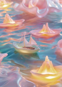 Jigsaw Puzzle 500 1000 1200 2000pcs Dreamy Sailboat Glowing On Creamy Iridescent Ocean For Adults Stress Relief Relaxing Gift