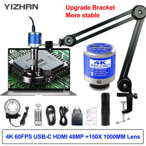 Upgrade 4K Microscope HDMI Electronic Digital Microscope 48MP 150X C-Mount Digital Camera FULL HD For PCB Soldering Phone
