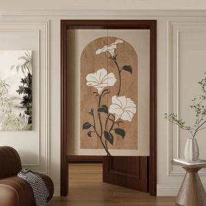 Retro American Fabric Curtain Half Curtain Bedroom Room Doorway Decoration Shade Curtain For Home Punch-Free Partition Curtain