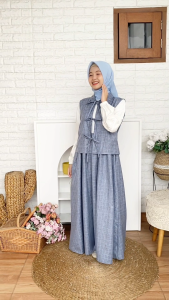 Cutetrik Terbaru Gamis Casual Modis Outfit Muslim Anak Perempuan Bahan Linen Gamis Anak RemajaTrendy