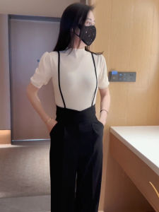Slim Fitting Versatile Women Knitted T-Shirt and Jumpsuit Set