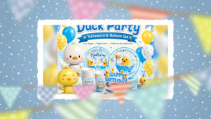 Cute Yellow Duck Theme Kids Birthday Party Supplies Decorations Set Foil Balloons Happy Birthday Banner Cake Topper 24pcs Cupcake Toppers Paper Cup Plates Tableware Wrist Duck Balloon Baby Shower Event Decor Accessories Wholesale Set Party Packs
