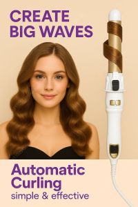 10 Rotating Hair Curling Iron 28mm Ceramic Barrel Fully Automatic Curler for Big Waves and Long Lasting Hair Styling