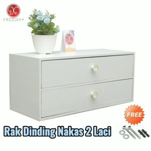 DEcTionS Rak Laci Dinding Nakas 50x20cm 2 Kotak Penyimpanan Minimalis Untuk Dekorasi Kamar Aesthetic