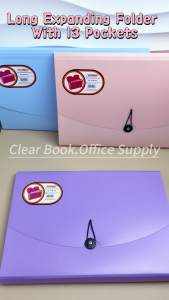 Long Expanding Folder With 13 Pockets File Storage Bag With Strap Waterproof PP Paper Organizer