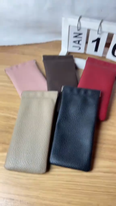 Automatic closing genuine leather glasses bag large capacity glasses bag sunglasses storage bag soft