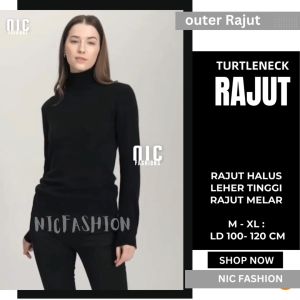 Sweater Rajut Polos Wanita Oversize Turtleneck Korea Style Outer - NIC Fashion