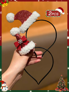 2pcs Fashionable Christmas Hairband Set for Women Cute Age-Defying Versatile Party Accessory Ladies Hair Decor Gift Idea