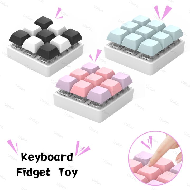 9 Keys Keyboard Key Toy Party Stress Relief DIY Fidget Button Keycap ...