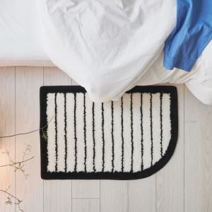 VIKAMA Minimalist Color Block Striped Soft Doormat Non Slip Absorbent Fluffy Bath Rug Bedroom Bathroom Entrance Decor